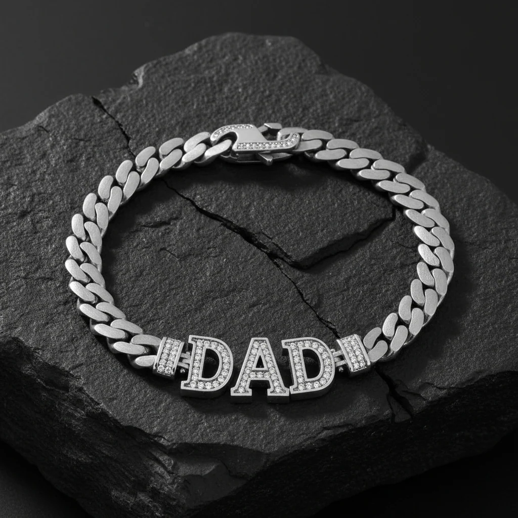 10mm Wide Solid Miami Cuban Link Bracelet with custom name initials studded with AAA white zircons | 925 Sterling Silver Bracelet | With Certificate of Authenticity and 925 Hallmark - Image 5