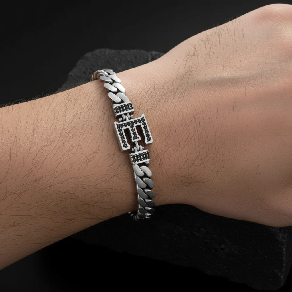 10mm Wide Solid Miami Cuban Link Bracelet with custom name initials studded with AAA black zircons | 925 Sterling Silver Bracelet | With Certificate of Authenticity and 925 Hallmark - Image 2