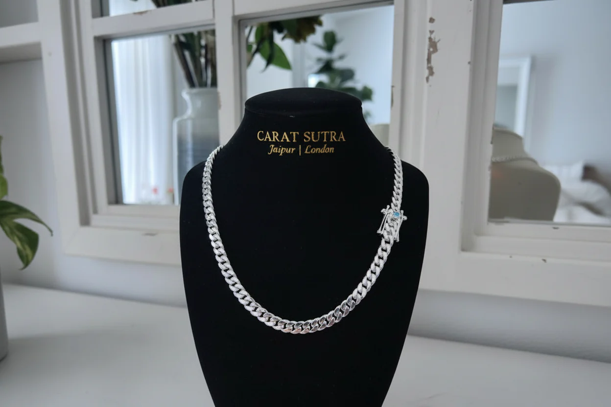 10mm Wide Solid No-Gap Miami Cuban Link Chain with Natural Emerald stone Lock | 925 Sterling Silver Chain | Men's Jewelry | With Certificate of Authenticity and 925 Hallmark - Image 6
