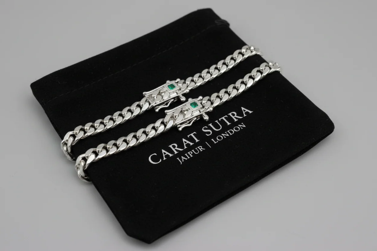 10mm Wide Solid No-Gap Miami Cuban Link Chain with Natural Emerald stone Lock | 925 Sterling Silver Chain | Men's Jewelry | With Certificate of Authenticity and 925 Hallmark - Image 9