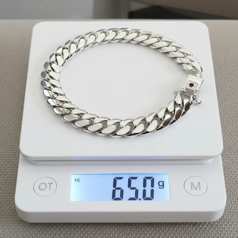 12mm Wide Solid Miami Cuban Link Bracelet with Ruby stone lock |925 Sterling Silver Bracelet | Men's Jewelry | With Certificate of Authenticity and 925 Hallmark - Image 6