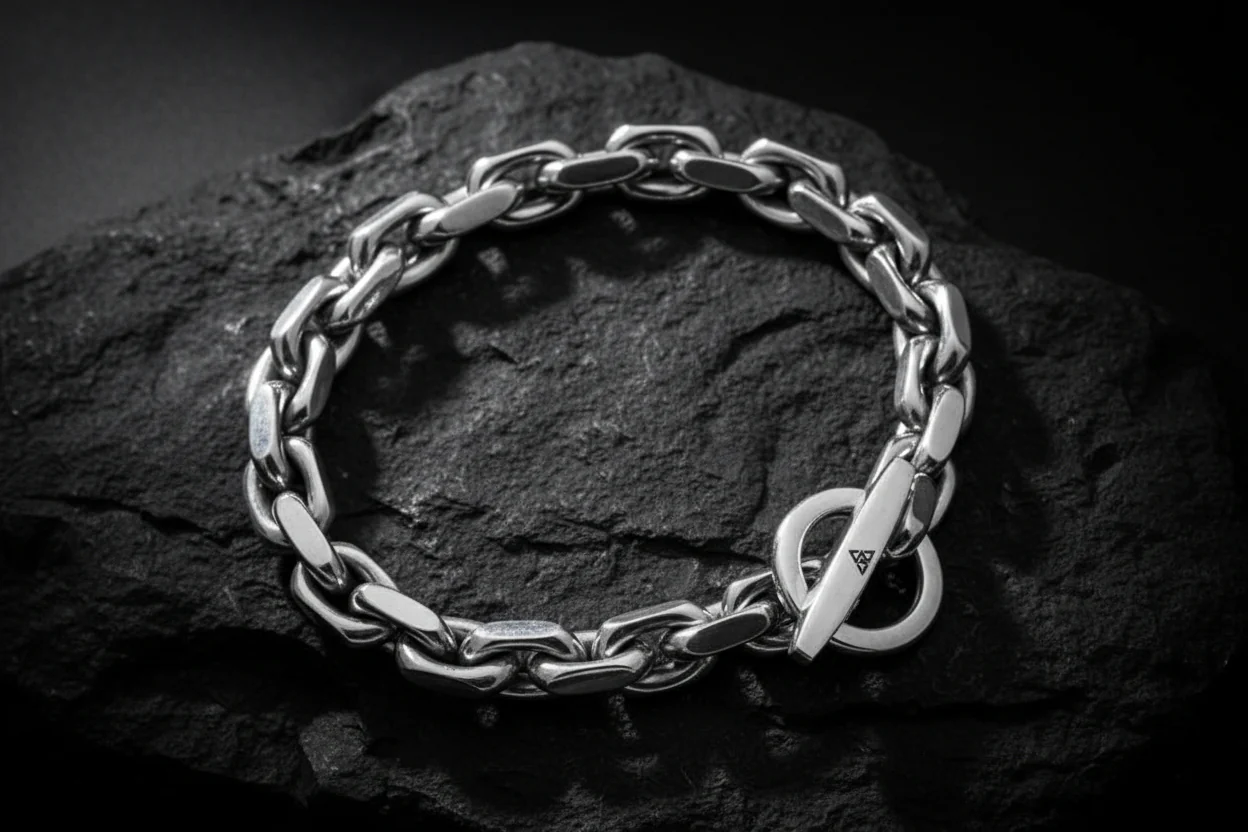 12mm Wide T-Bar Toggle chain Bracelet | 925 Sterling Silver Bracelet | Men's Jewelry | With Certificate of Authenticity and 925 Hallmark