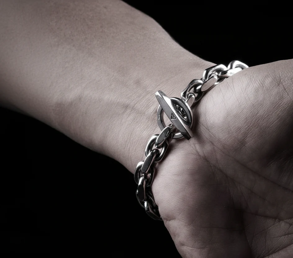 12mm Wide T-Bar Toggle chain Bracelet | 925 Sterling Silver Bracelet | Men's Jewelry | With Certificate of Authenticity and 925 Hallmark - Image 5