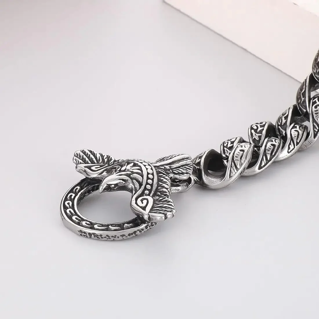 16mm wide Unique Embossed Eagle Bracelet for Men | 925 Sterling Silver Bracelet | With Certificate of Authenticity and 925 Hallmark - Image 4
