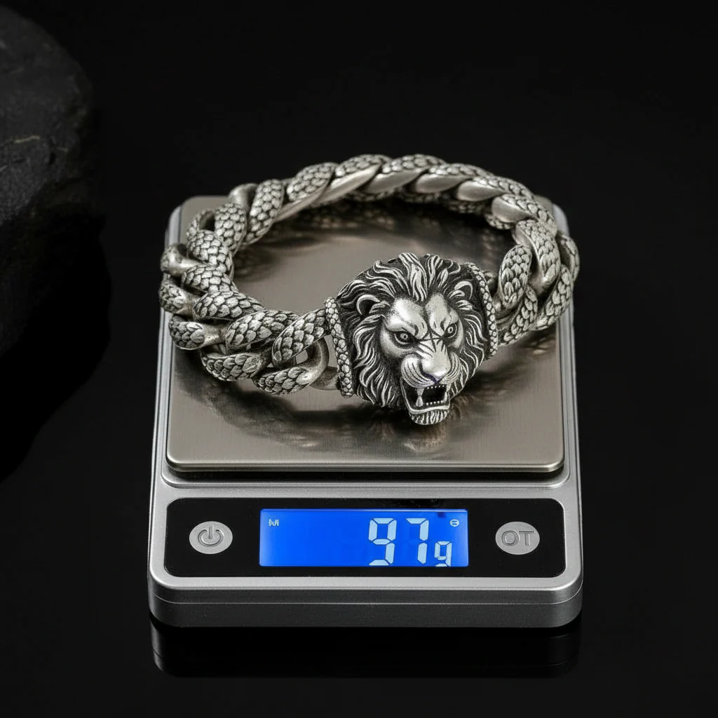 18mm wide Solid. 925 sterling silver bracelet with Ferocious Lion Face, oxidized Cuban design | Sterling Silver Bracelet | With Certificate of Authenticity and 925 Hallmark - Image 5