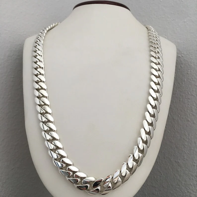 18mm Wide Solid Miami Cuban Link Chain | 925 Sterling Silver Chain | Men's Jewelry | With Certificate of Authenticity and 925 Hallmark - Image 3