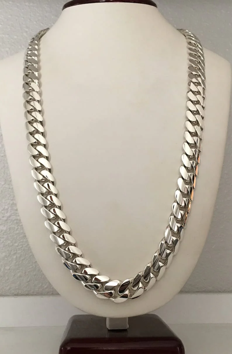 18mm Wide Solid Miami Cuban Link Chain | 925 Sterling Silver Chain | Men's Jewelry | With Certificate of Authenticity and 925 Hallmark - Image 4