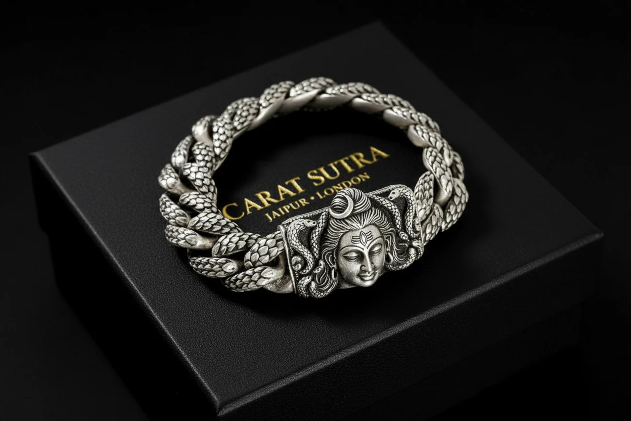 18mm wide Solid. 925 sterling silver bracelet with Mahadev Face, oxidized Cuban design | Sterling Silver Bracelet | With Certificate of Authenticity and 925 Hallmark - Image 8