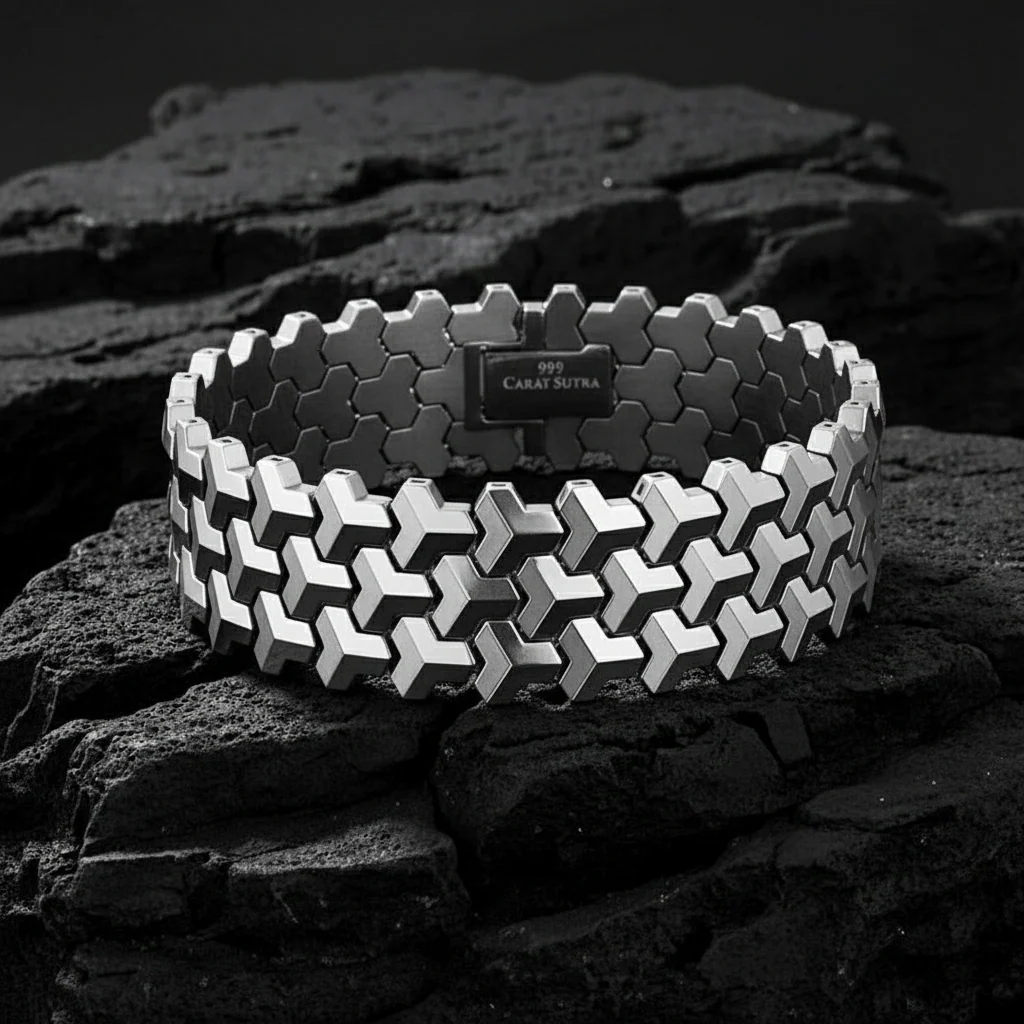 3 Row, 18mm Wide Solid Armor Bracelet Studded with/without Swarovski Diamond | 999 Sterling Silver | With Certificate of Authenticity and 925 Hallmark - Image 13