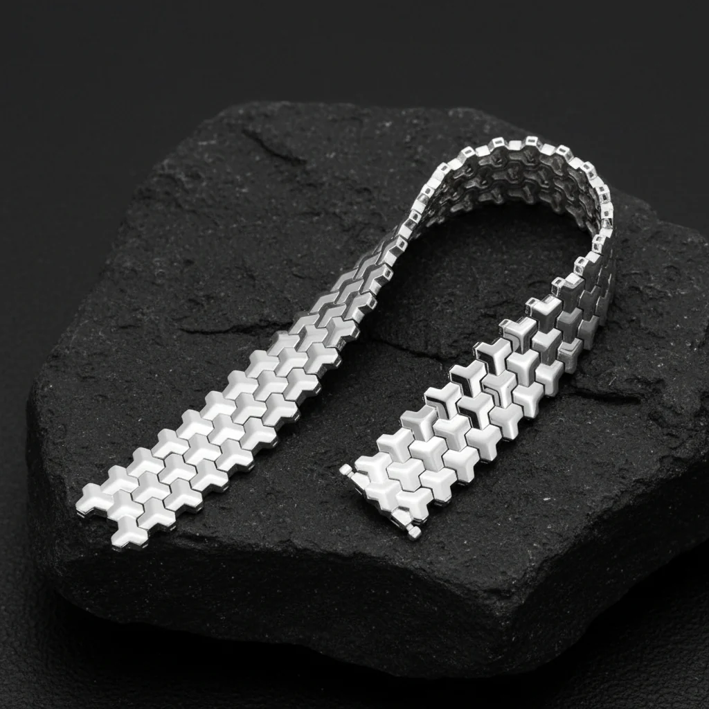 3 Row, 18mm Wide Solid Armor Bracelet Studded with/without Swarovski Diamond | 999 Sterling Silver | With Certificate of Authenticity and 925 Hallmark - Image 5