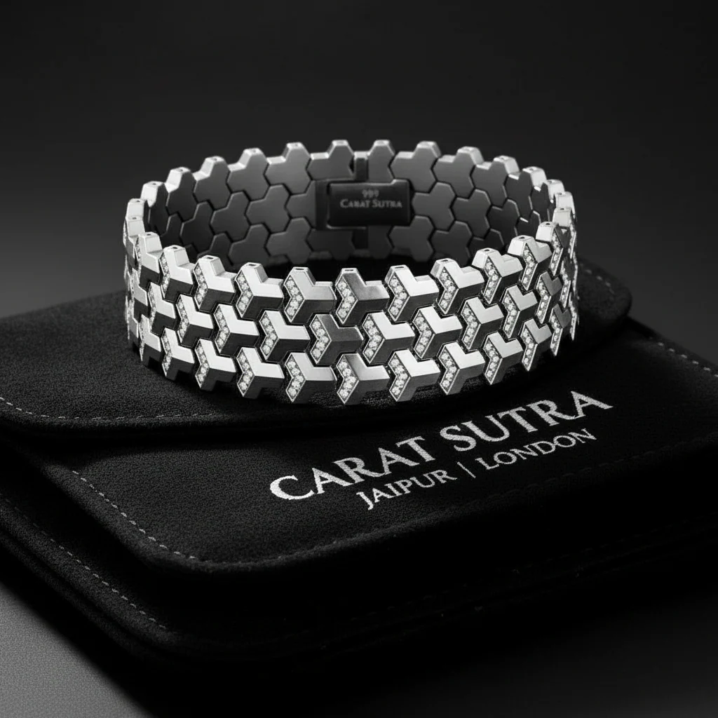 3 Row, 18mm Wide Solid Armor Bracelet Studded with/without Swarovski Diamond | 999 Sterling Silver | With Certificate of Authenticity and 925 Hallmark - Image 7