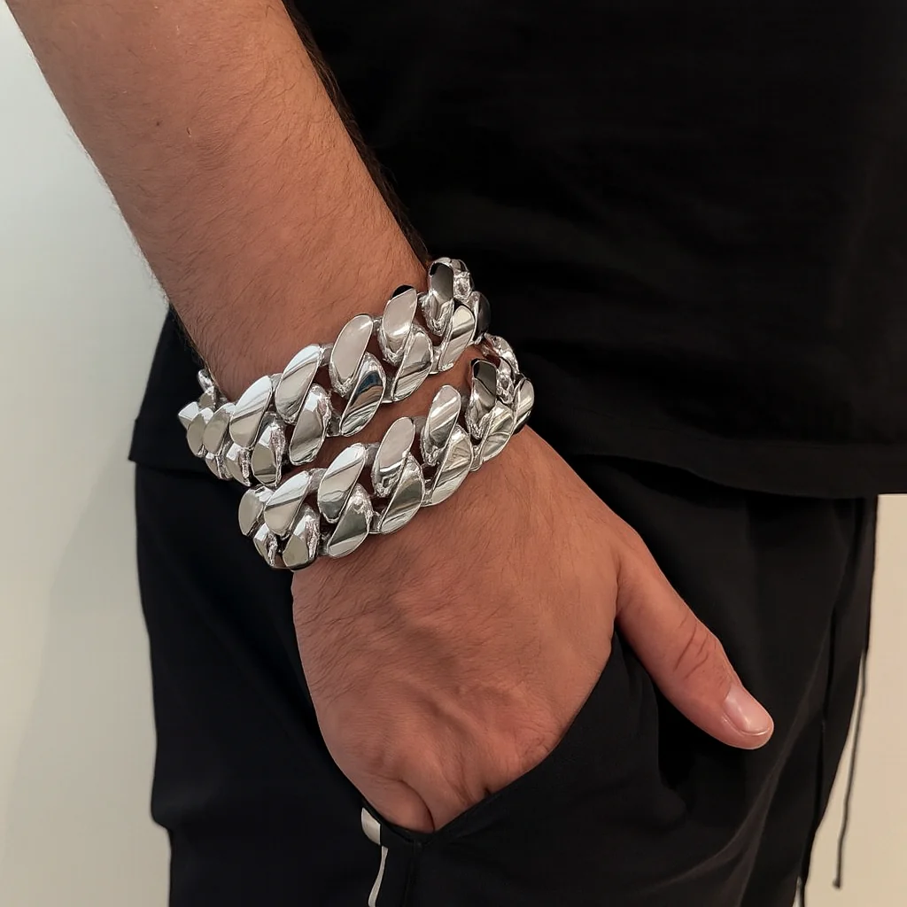 25mm Wide Solid Miami Cuban Link Bracelet | 925 Sterling Silver Chain | Men's Jewelry | With Certificate of Authenticity and 925 Hallmark