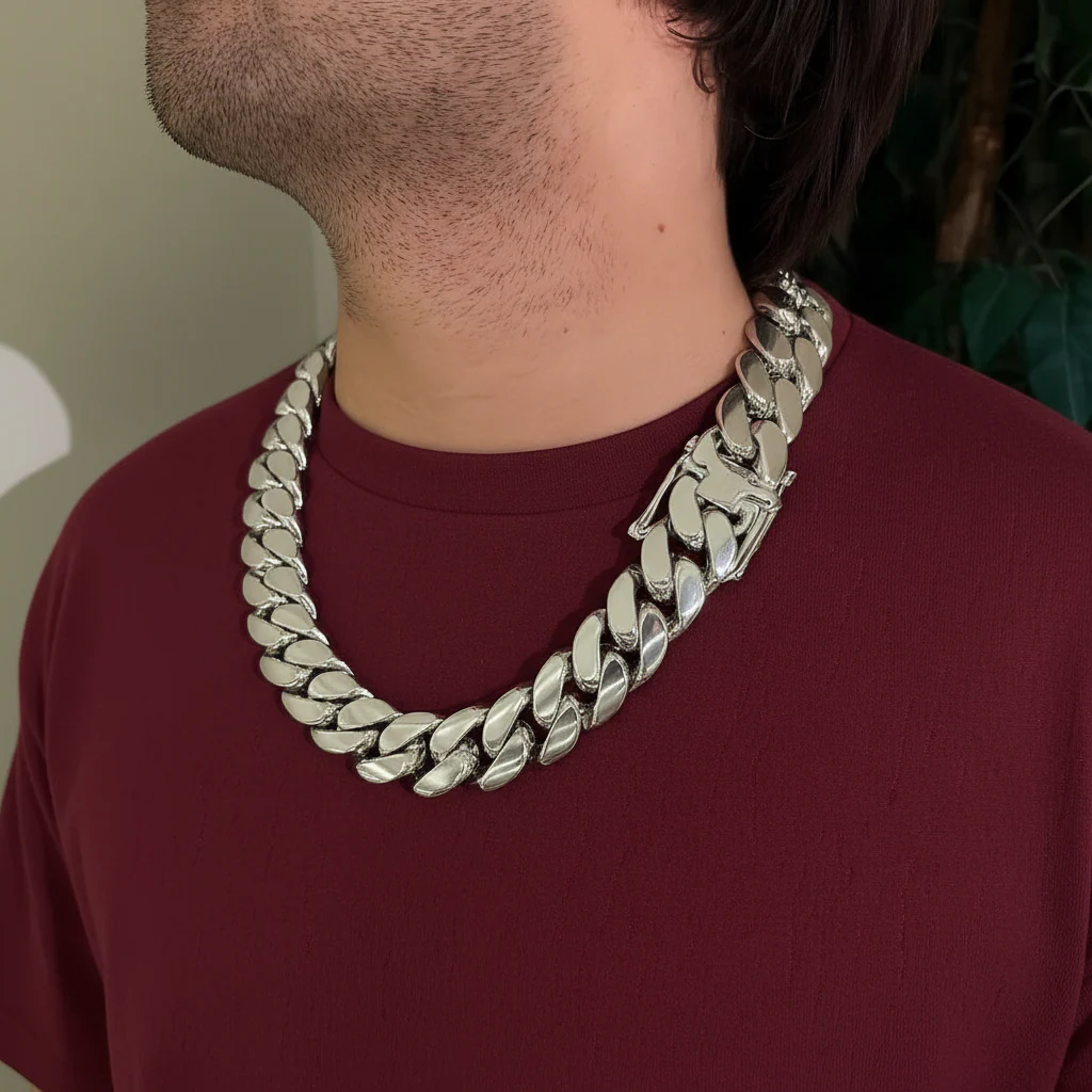 25mm Wide Solid Miami Cuban Link Chain | 925 Sterling Silver Chain | Men's Jewelry | With Certificate of Authenticity and 925 Hallmark - Image 2