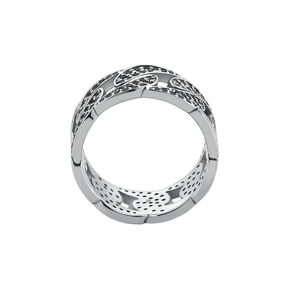 6mm wide Iced Out Cuban link Band Ring for Men, Sterling Silver 925 Ring | Jewellery for Men| With Certificate of Authenticity and 925 Hallmark - Image 2