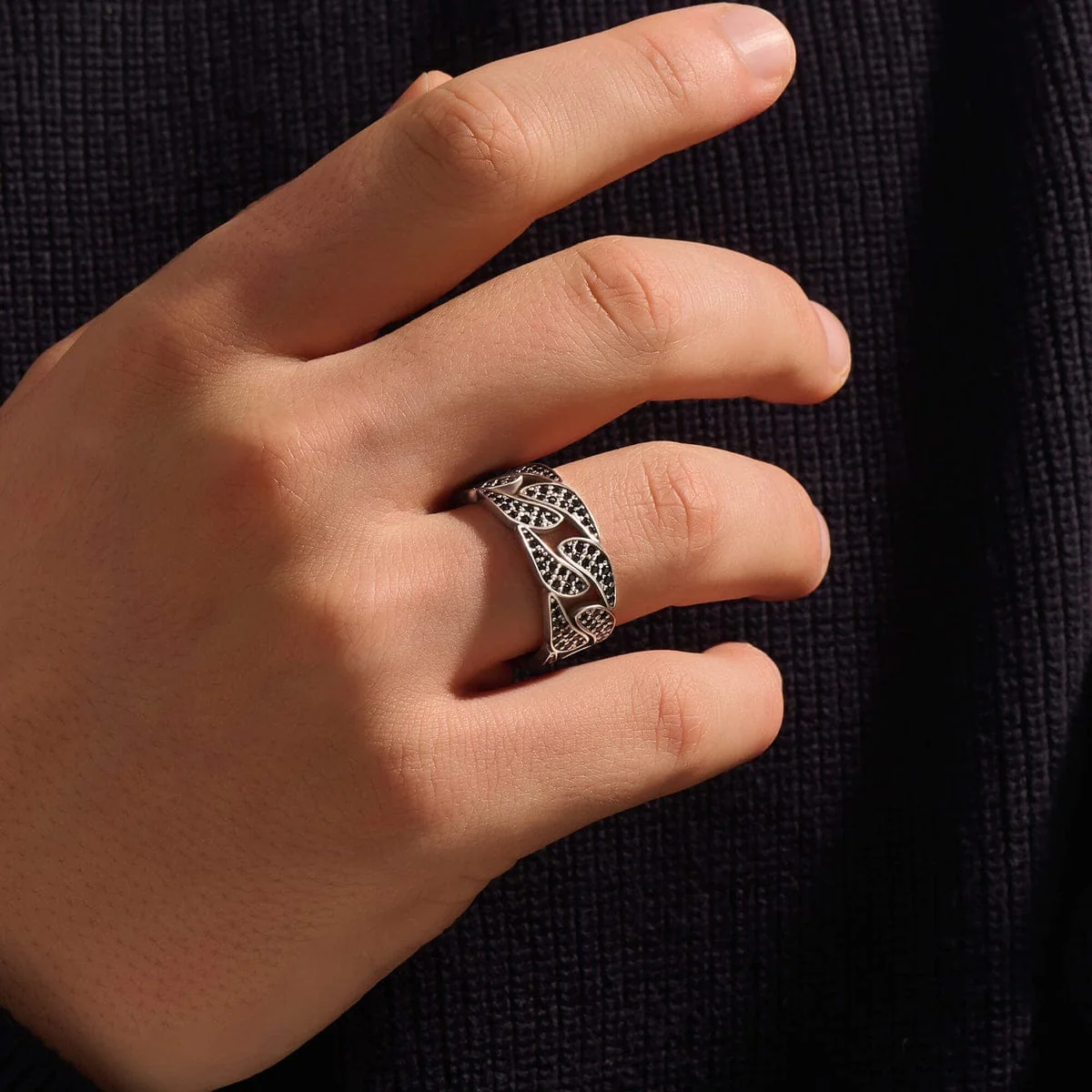 6mm wide Iced Out Cuban link Band Ring for Men, Sterling Silver 925 Ring | Jewellery for Men| With Certificate of Authenticity and 925 Hallmark - Image 3