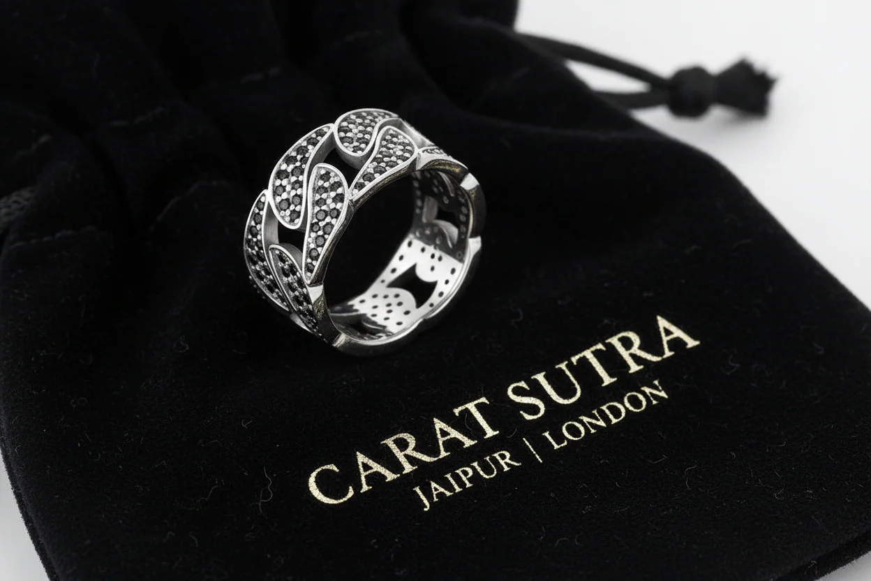 6mm wide Iced Out Cuban link Band Ring for Men, Sterling Silver 925 Ring | Jewellery for Men| With Certificate of Authenticity and 925 Hallmark - Image 4