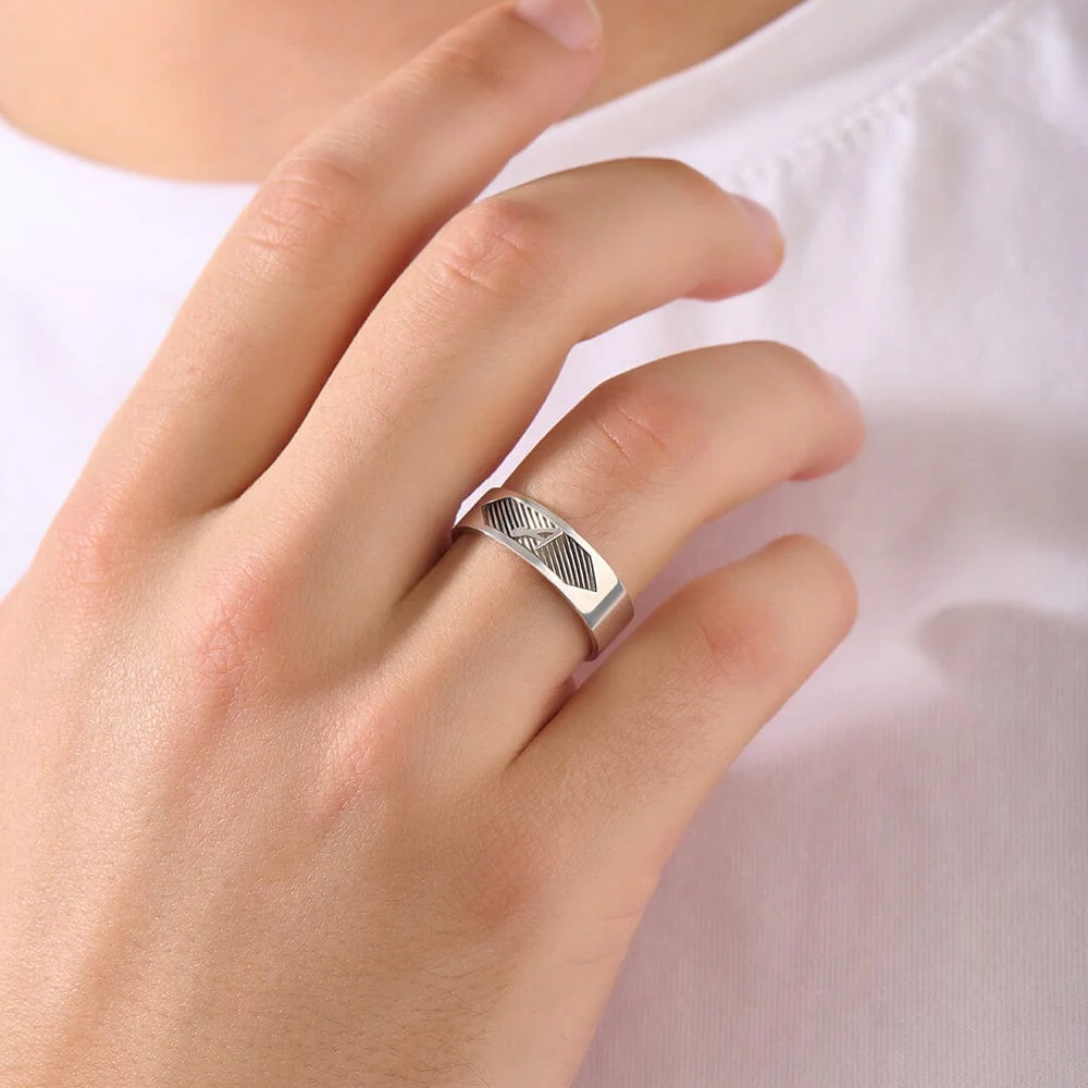 4mm wide Name Initials Classic Band Ring for Men, Glossy Finish, Sterling Silver 925 Ring | Jewellery for Men| With Certificate of Authenticity and 925 Hallmark - Image 2