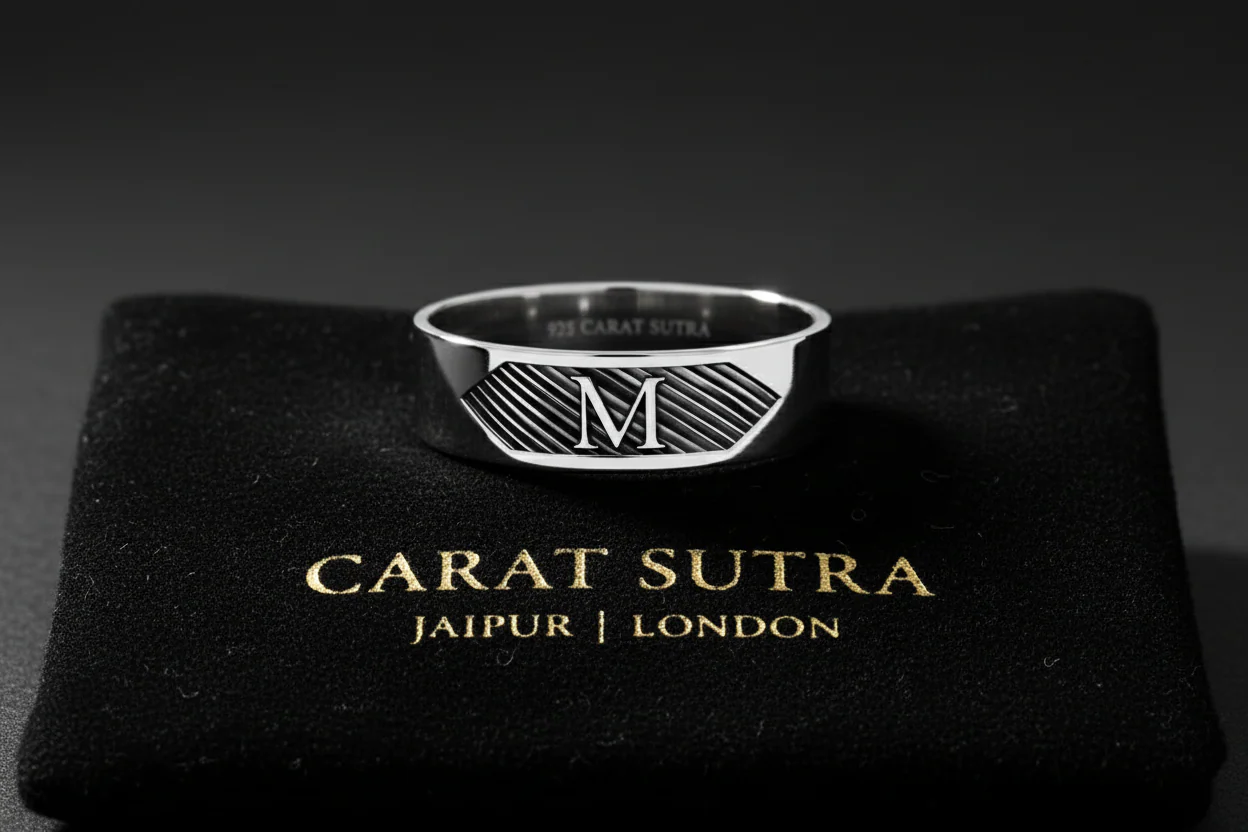 4mm wide Name Initials Classic Band Ring for Men, Glossy Finish, Sterling Silver 925 Ring | Jewellery for Men| With Certificate of Authenticity and 925 Hallmark - Image 3