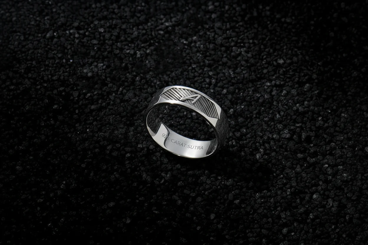 4mm wide Name Initials Classic Band Ring for Men, Glossy Finish, Sterling Silver 925 Ring | Jewellery for Men| With Certificate of Authenticity and 925 Hallmark - Image 4