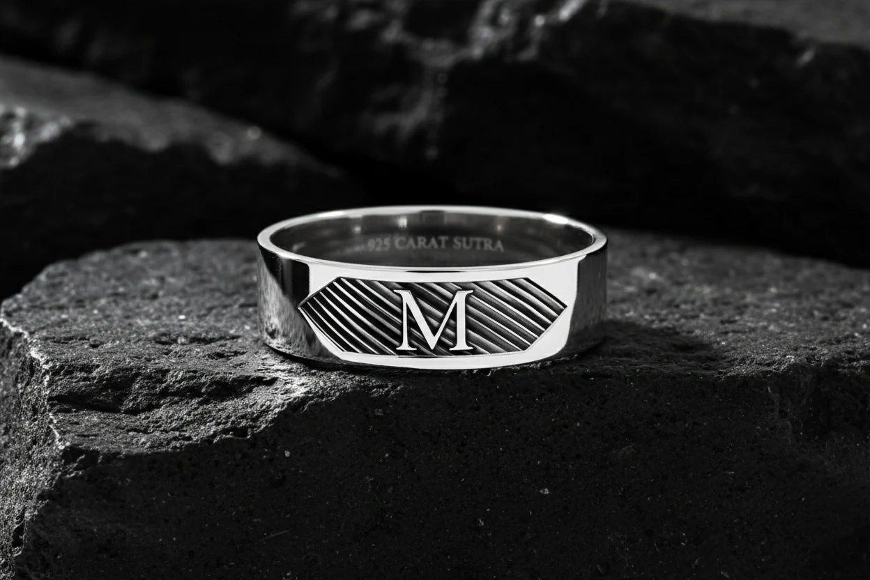 4mm wide Name Initials Classic Band Ring for Men, Glossy Finish, Sterling Silver 925 Ring | Jewellery for Men| With Certificate of Authenticity and 925 Hallmark - Image 5