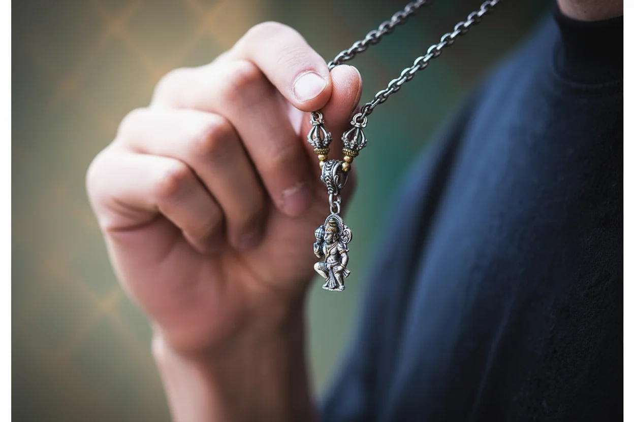 4mm wide Hanuman Ji with Gada chain Oxidised Box Chain | 925 Sterling Silver Chain | Men's Jewelry | With Certificate of Authenticity and 925 Hallmark - Image 3