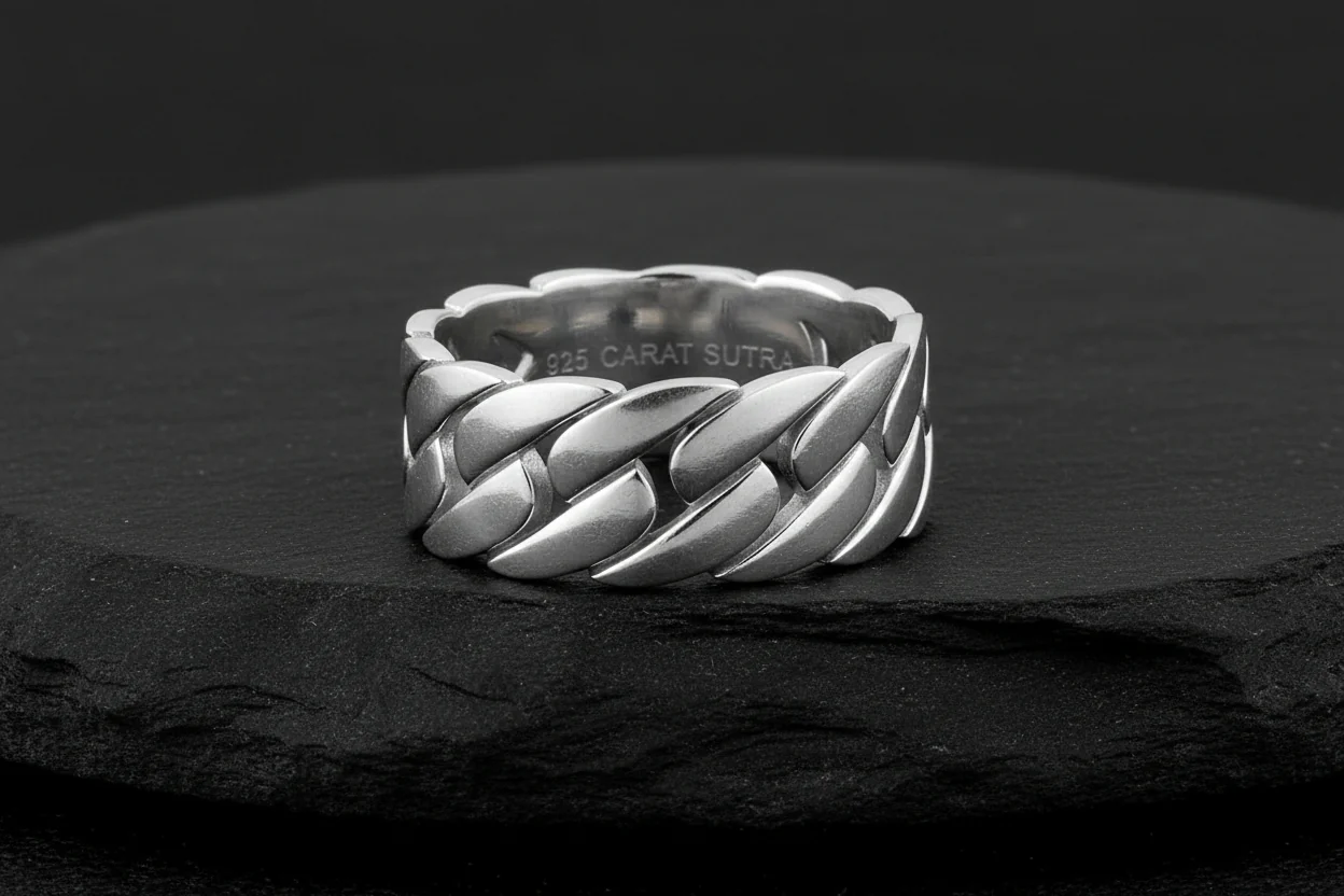 6mm wide Cuban Band Ring for Men, Sterling Silver 925 Ring | With Certificate of Authenticity and 925 Hallmark