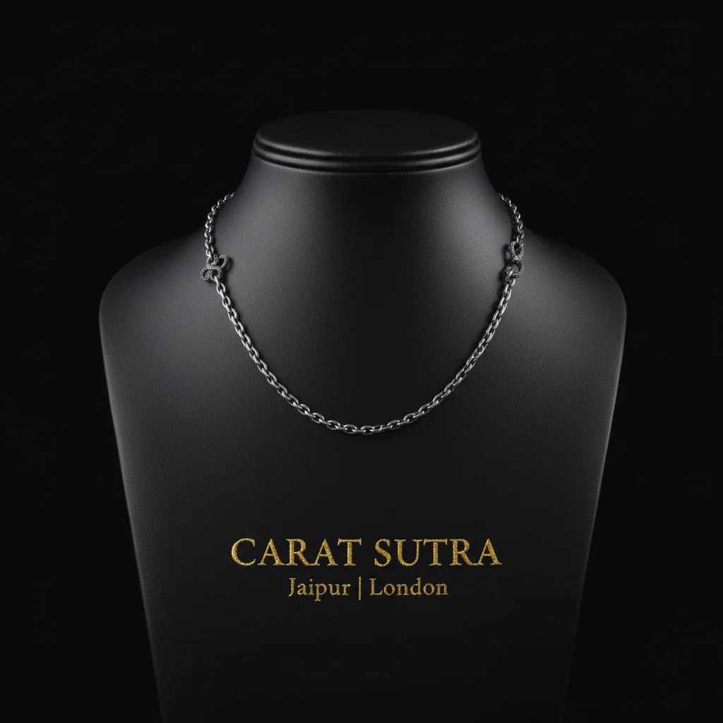 4mm wide Snake lock chain Oxidised Box Chain | 925 Sterling Silver Chain | Men's Jewelry | With Certificate of Authenticity and 925 Hallmark