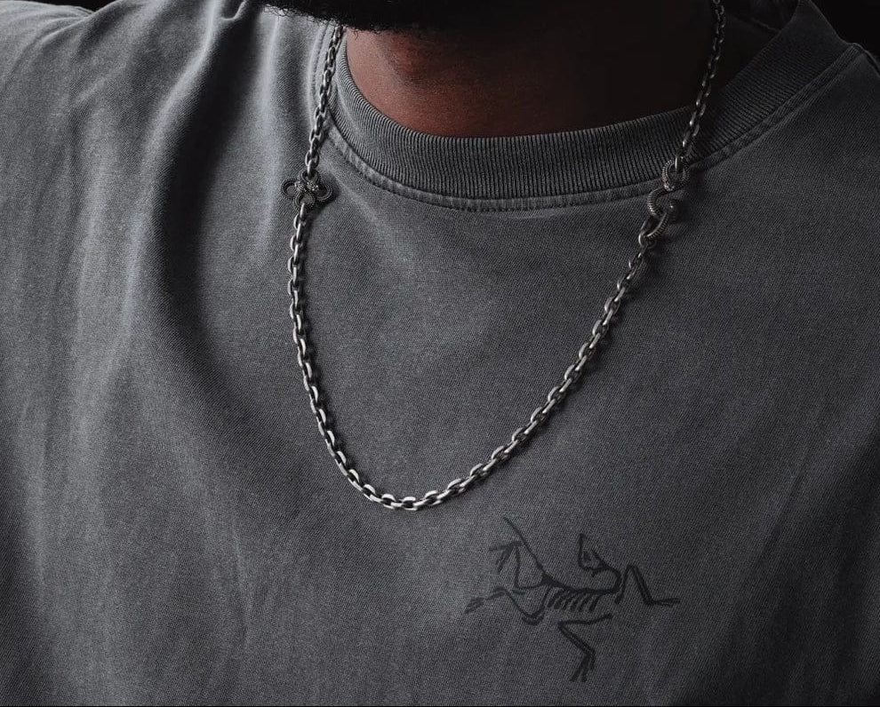4mm wide Snake lock chain Oxidised Box Chain | 925 Sterling Silver Chain | Men's Jewelry | With Certificate of Authenticity and 925 Hallmark - Image 2