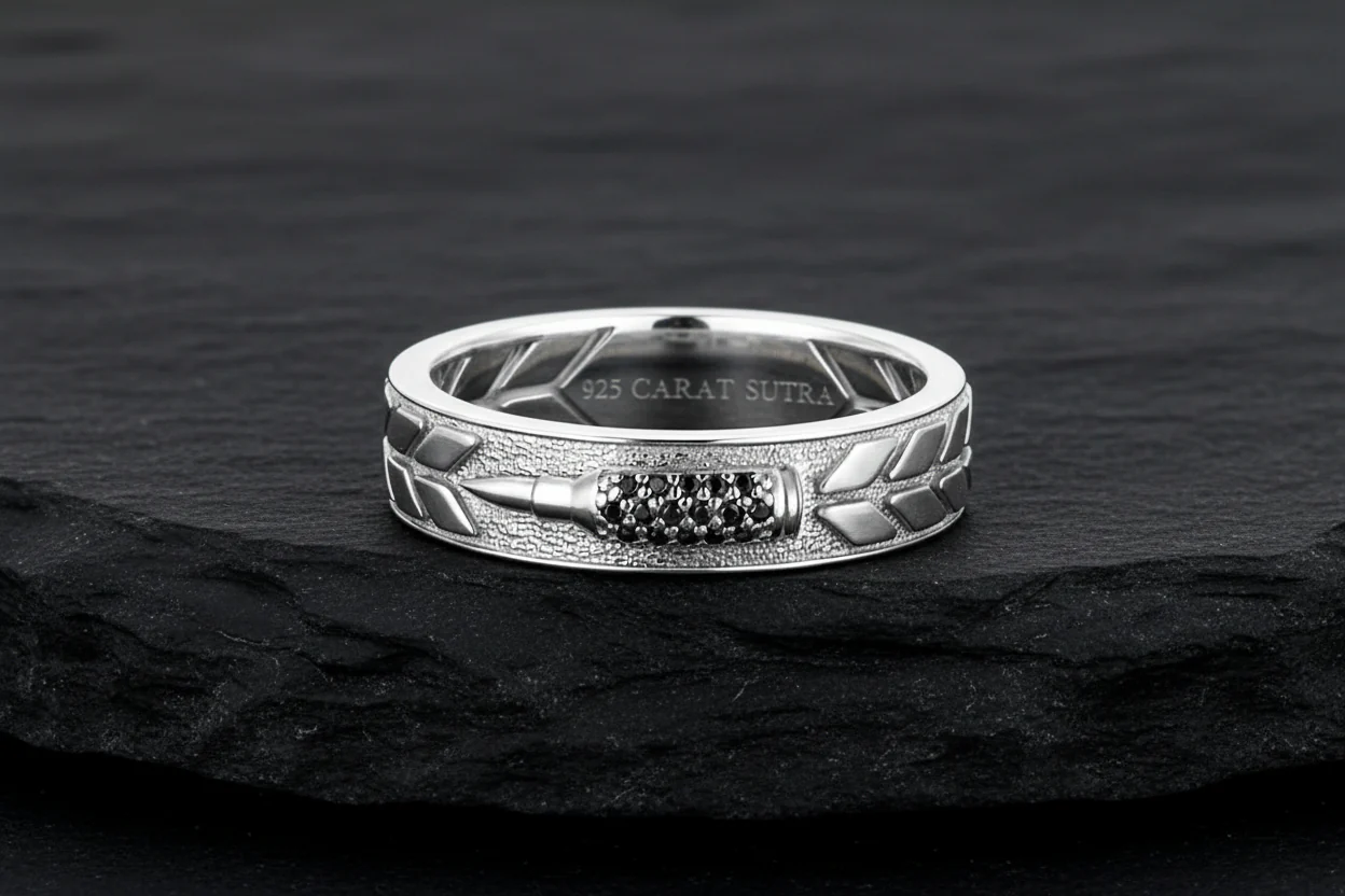4mm wide Bullet Band Ring, Brush Matt-Finish, Sterling Silver 925 Ring | Jewellery for Men| With Certificate of Authenticity and 925 Hallmark