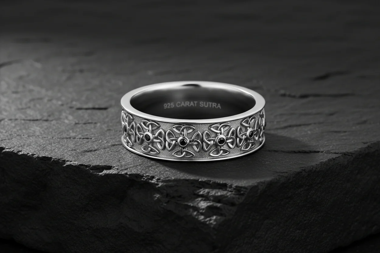 4mm wide Wheel designed Band Ring, Brush Matt-Finish, Sterling Silver 925 Ring | Jewellery for Men| With Certificate of Authenticity and 925 Hallmark