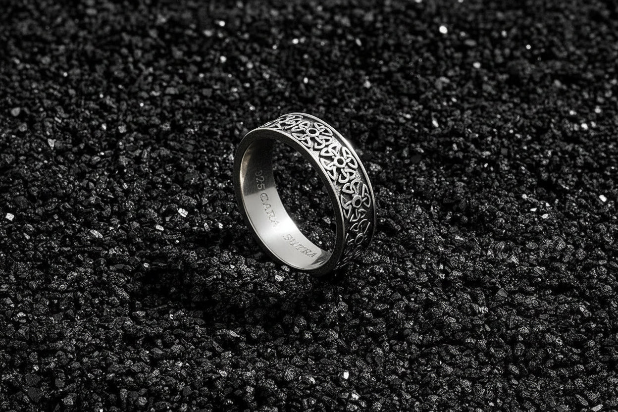 4mm wide Wheel designed Band Ring, Brush Matt-Finish, Sterling Silver 925 Ring | Jewellery for Men| With Certificate of Authenticity and 925 Hallmark - Image 2