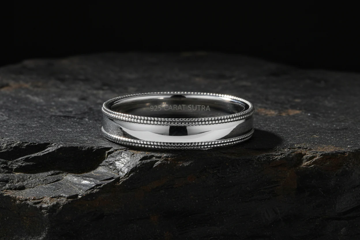 4mm wide Unique designed Band Ring, Brush Matt-Finish, Sterling Silver 925 Ring | Jewellery for Men| With Certificate of Authenticity and 925 Hallmark