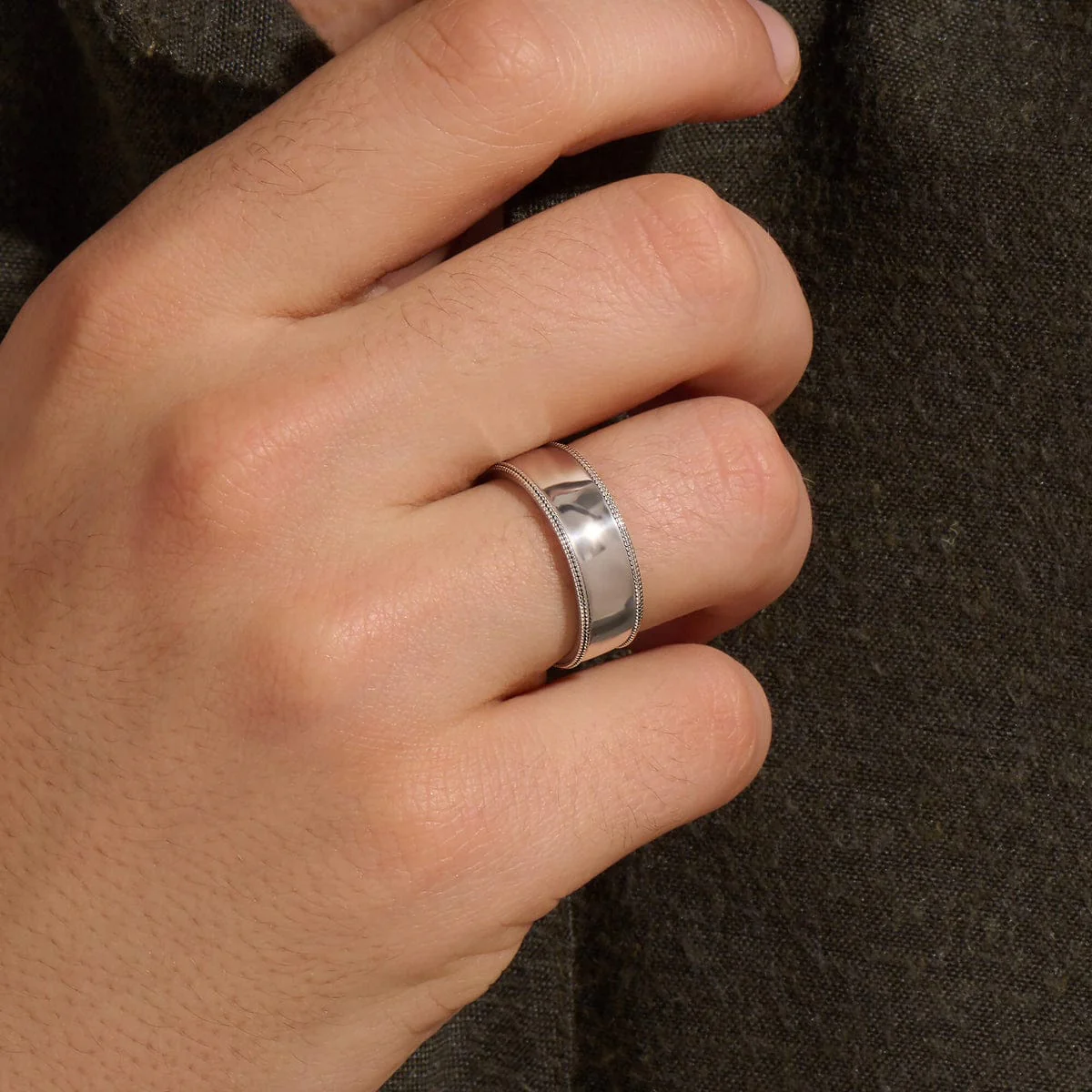 4mm wide Unique designed Band Ring, Brush Matt-Finish, Sterling Silver 925 Ring | Jewellery for Men| With Certificate of Authenticity and 925 Hallmark - Image 3
