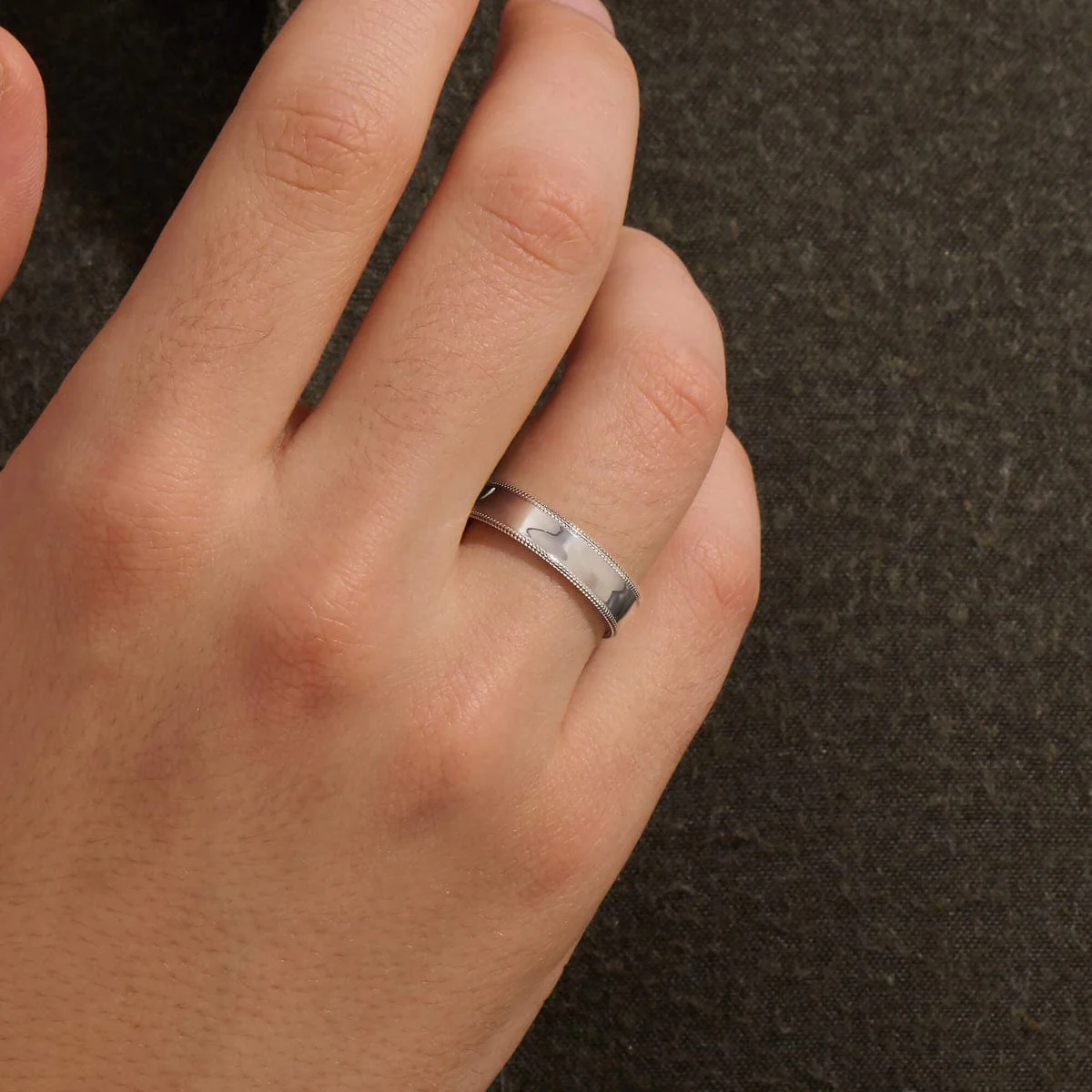 4mm wide Unique designed Band Ring, Brush Matt-Finish, Sterling Silver 925 Ring | Jewellery for Men| With Certificate of Authenticity and 925 Hallmark - Image 4