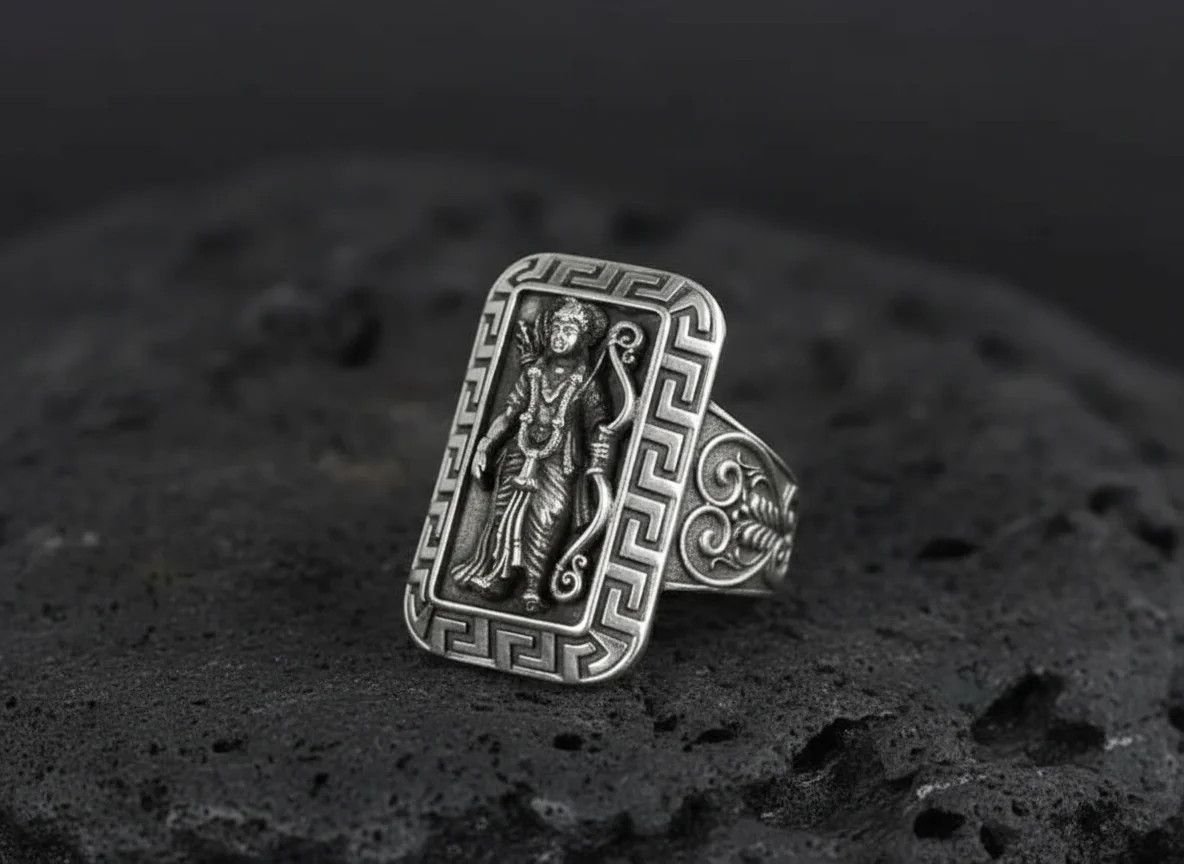 Antique Designed Ram Bhagwan Ring | 925 Sterling Silver Oxidized Ring | Men's Jewelry | With Certificate of Authenticity and 925 Hallmark