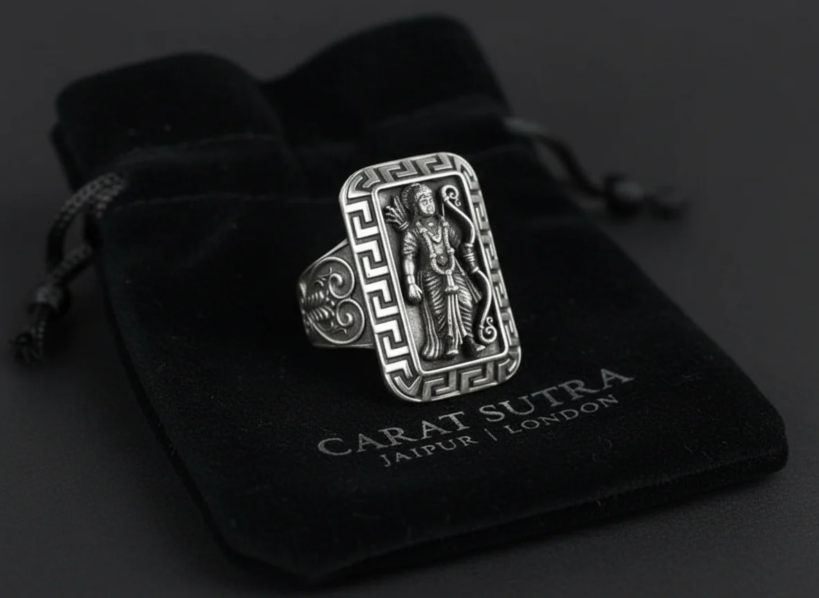 Antique Designed Ram Bhagwan Ring | 925 Sterling Silver Oxidized Ring | Men's Jewelry | With Certificate of Authenticity and 925 Hallmark - Image 2
