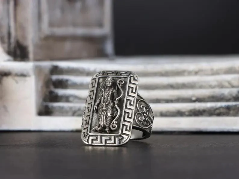 Antique Designed Ram Bhagwan Ring | 925 Sterling Silver Oxidized Ring | Men's Jewelry | With Certificate of Authenticity and 925 Hallmark - Image 6