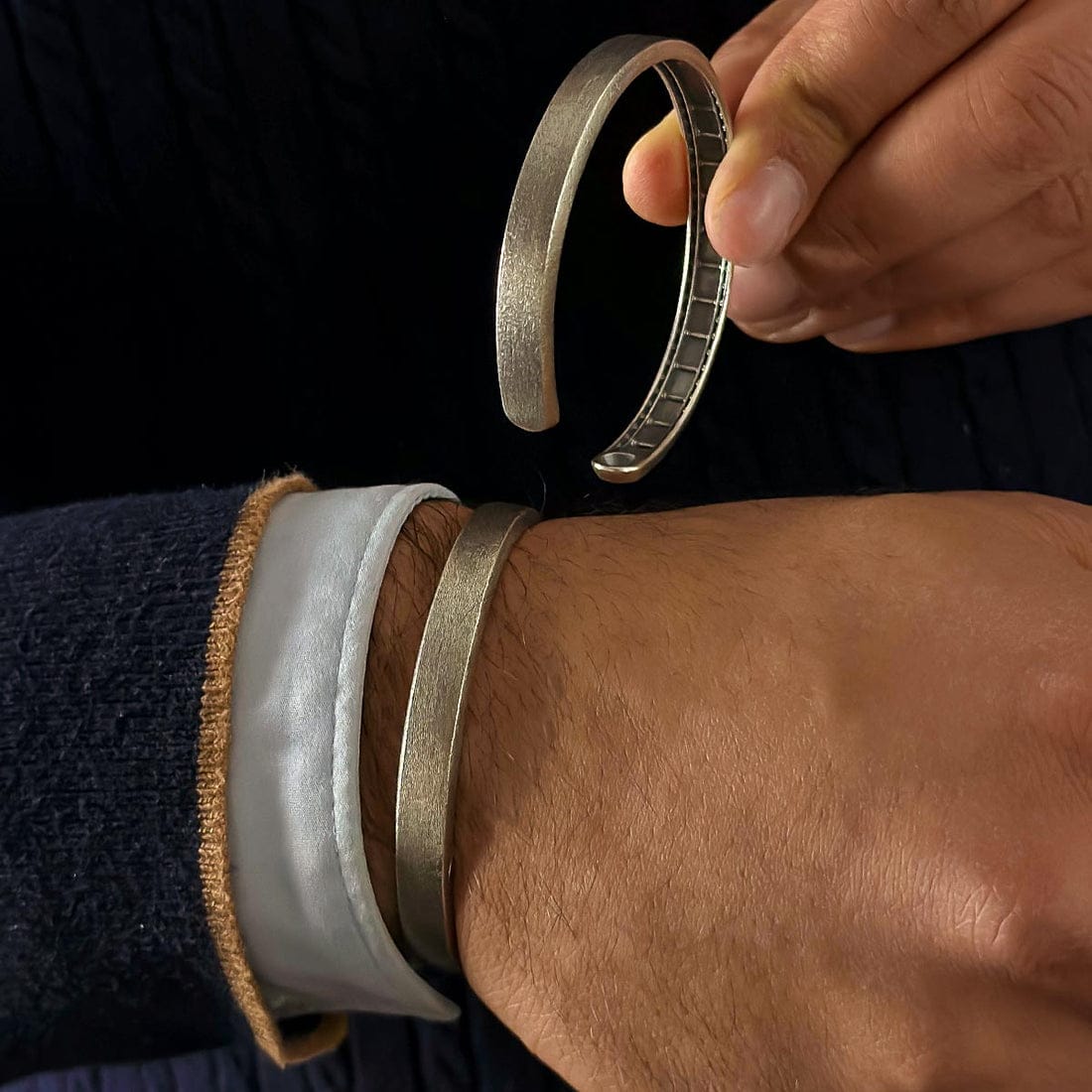 Brush & Matt Finish (Dark) Adjustable Cuff Style Bangle/kadaa/Handcuff | 925 Sterling Silver Bracelet | With Certificate of Authenticity and 925 Hallmark - Image 3