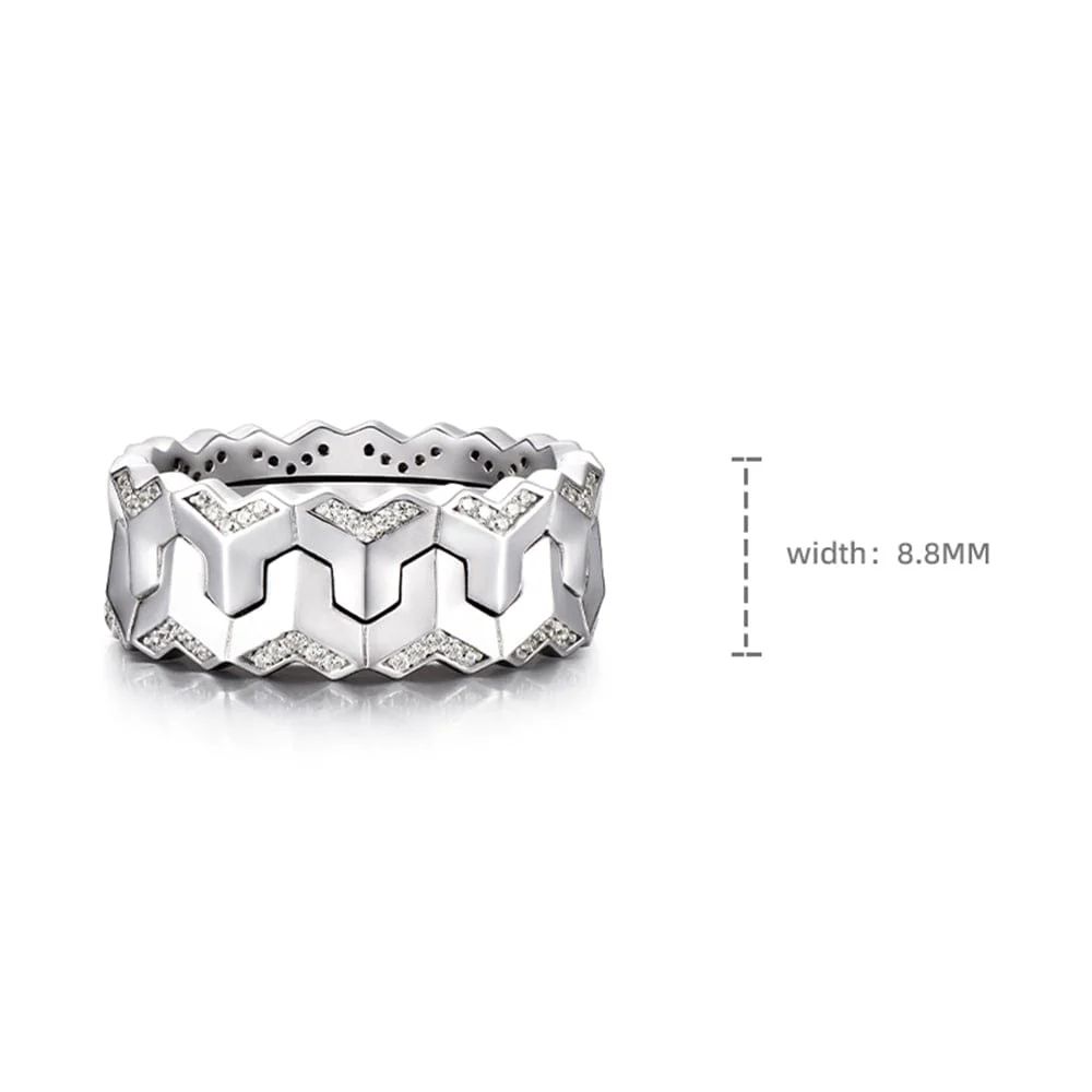 Classic Armour Silver Band | 925 Sterling Silver Ring, studded with Swarovski stones | With Certificate of Authenticity and 925 Hallmark - Image 5