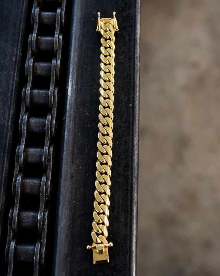RARE PRINCE by CARAT SUTRA | 12mm Wide Solid Miami Cuban Link Bracelet | 22kt Gold Micron Plated 925 Sterling Silver Bracelet | Men's Jewelry | With Certificate of Authenticity and 925 Hallmark