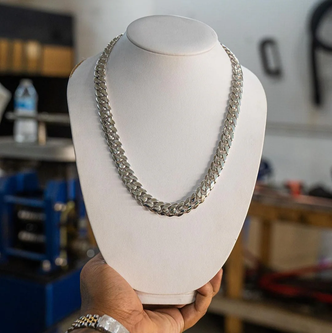 RARE PRINCE by CARAT SUTRA | 12mm Wide Solid Miami Cuban Link Chain | 925 Sterling Silver Chain | Men's Jewelry | With Certificate of Authenticity and 925 Hallmark - Image 4
