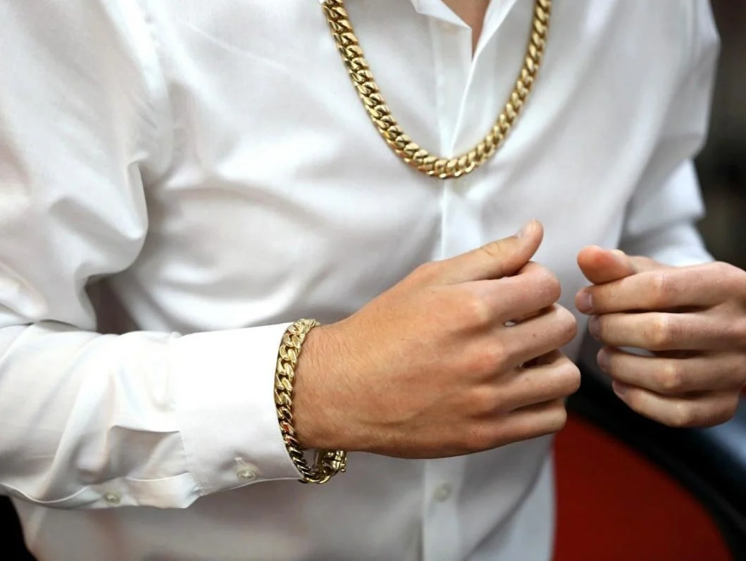 RARE PRINCE by CARAT SUTRA | 12mm Wide Solid Miami Cuban Link Chain | 22kt Gold Micron Plated 925 Sterling Silver Chain | Men's Jewelry | With Certificate of Authenticity and 925 Hallmark - Image 3