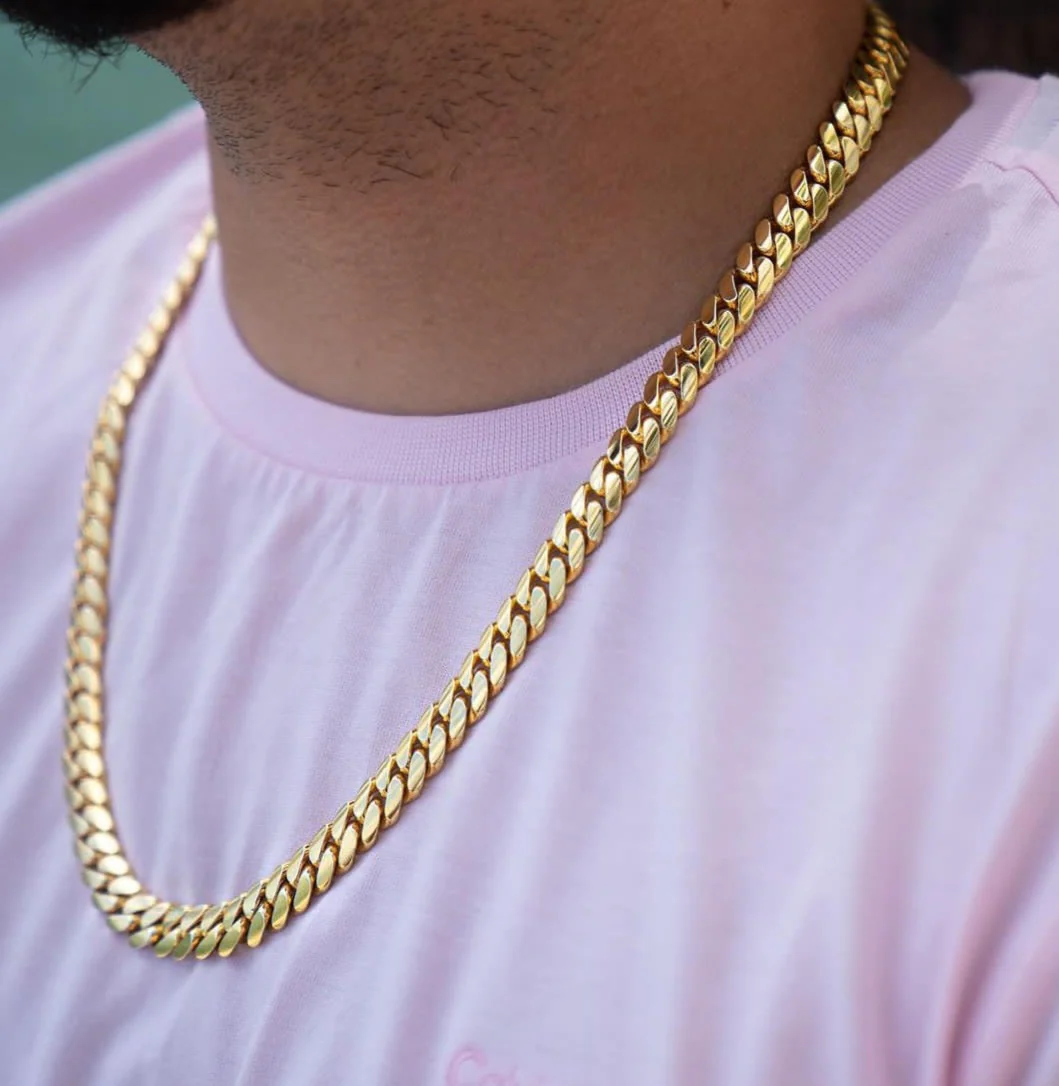 RARE PRINCE by CARAT SUTRA | 12mm Wide Solid Miami Cuban Link Chain | 22kt Gold Micron Plated 925 Sterling Silver Chain | Men's Jewelry | With Certificate of Authenticity and 925 Hallmark - Image 4