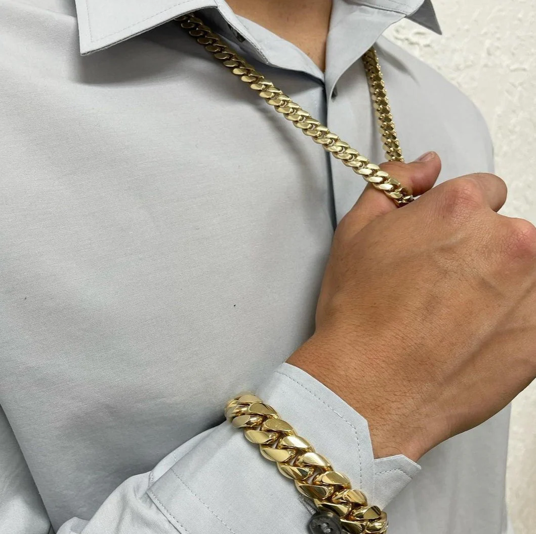 RARE PRINCE by CARAT SUTRA | 12mm Wide Solid Miami Cuban Link Chain | 22kt Gold Micron Plated 925 Sterling Silver Chain | Men's Jewelry | With Certificate of Authenticity and 925 Hallmark - Image 9