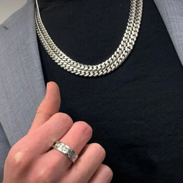 RARE PRINCE by CARAT SUTRA | 10mm Wide Solid Miami Cuban Link Chain | 925 Sterling Silver Chain | Men's Jewelry | With Certificate of Authenticity and 925 Hallmark - Image 3