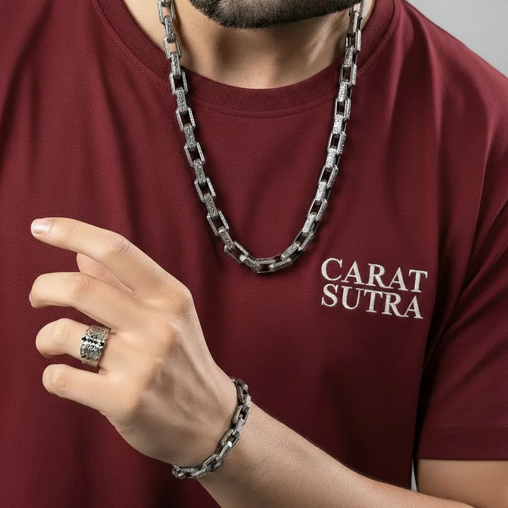 RARE PRINCE by CARAT SUTRA | Unique Vintage Artistry Ancient Oxidized Chain | 925 Sterling Silver Chain | Men's Jewelry | With Certificate of Authenticity and 925 Hallmark - Image 2