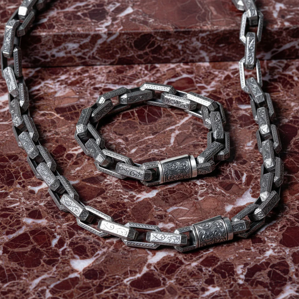 RARE PRINCE by CARAT SUTRA | Unique Vintage Artistry Ancient Oxidized Chain | 925 Sterling Silver Chain | Men's Jewelry | With Certificate of Authenticity and 925 Hallmark - Image 5