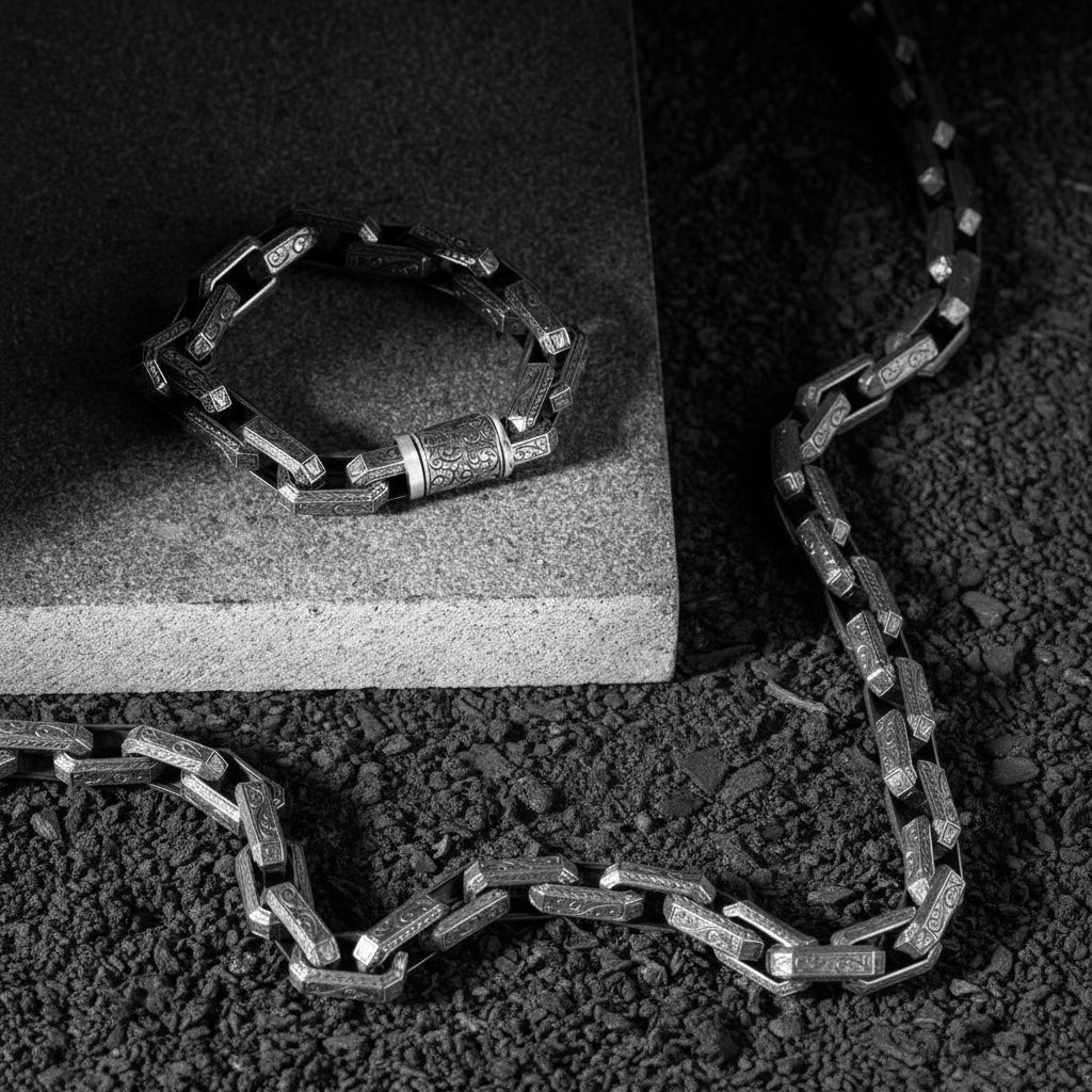 RARE PRINCE by CARAT SUTRA | Unique Vintage Artistry Ancient Oxidized Chain | 925 Sterling Silver Chain | Men's Jewelry | With Certificate of Authenticity and 925 Hallmark - Image 6