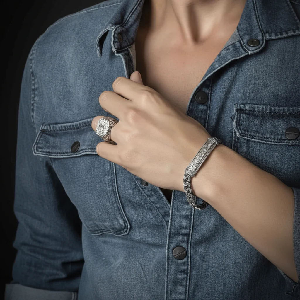 RARE PRINCE by CARAT SUTRA | Unique Design Engraved Bracelet for Men | 925 Oxidized Silver Bracelet | Men's Jewelry | With Certificate of Authenticity and 925 Hallmark - Image 3