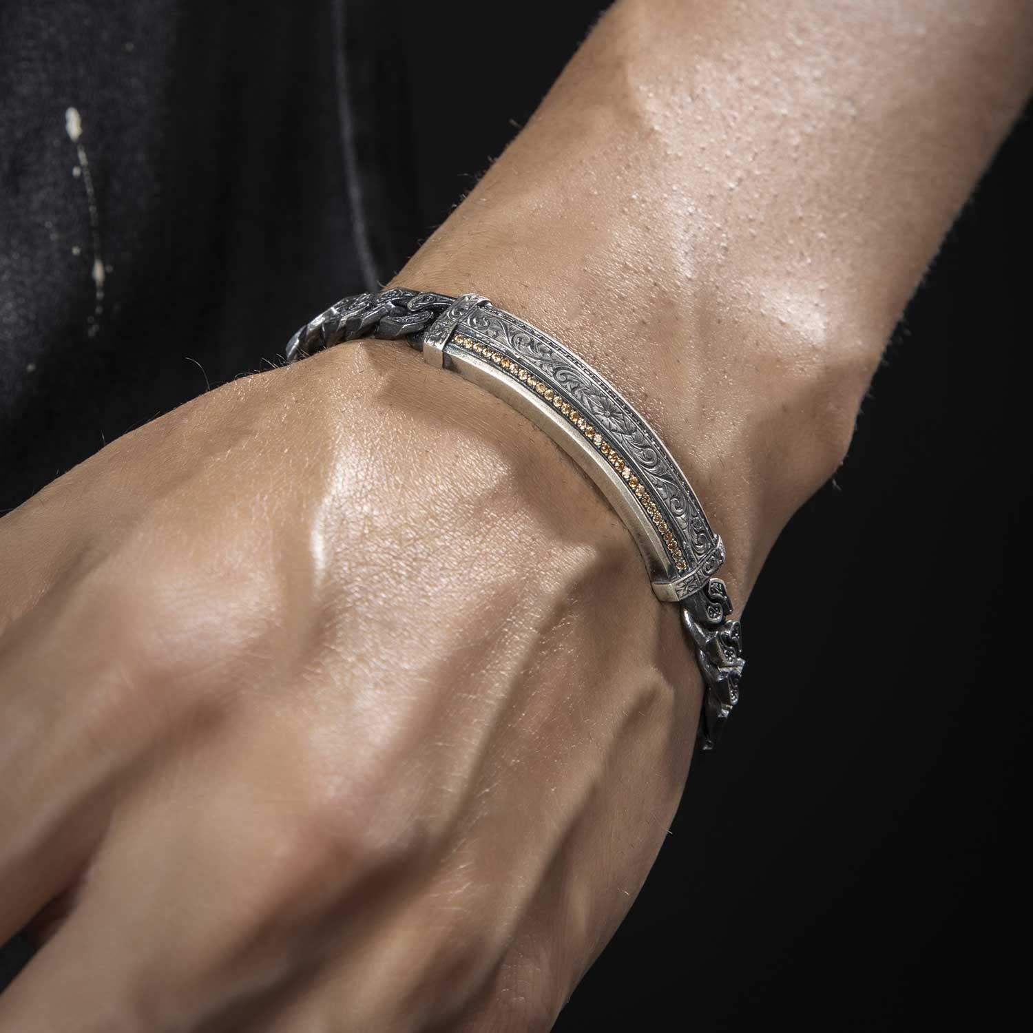 RARE PRINCE by CARAT SUTRA | Unique Design Engraved Bracelet for Men | 925 Oxidized Silver Bracelet | Men's Jewelry | With Certificate of Authenticity and 925 Hallmark - Image 7